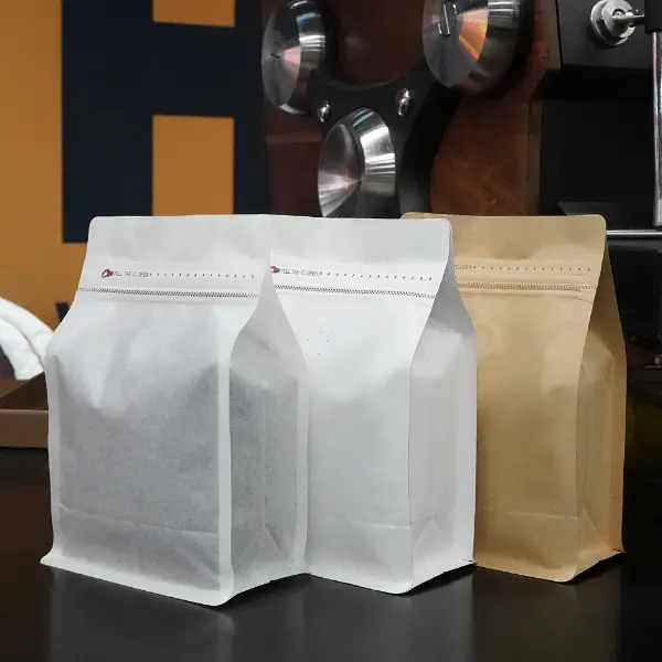 250G hat Kaffeebeutel mit flachem Bodendesign aus Kunststoff und Kraftpapier