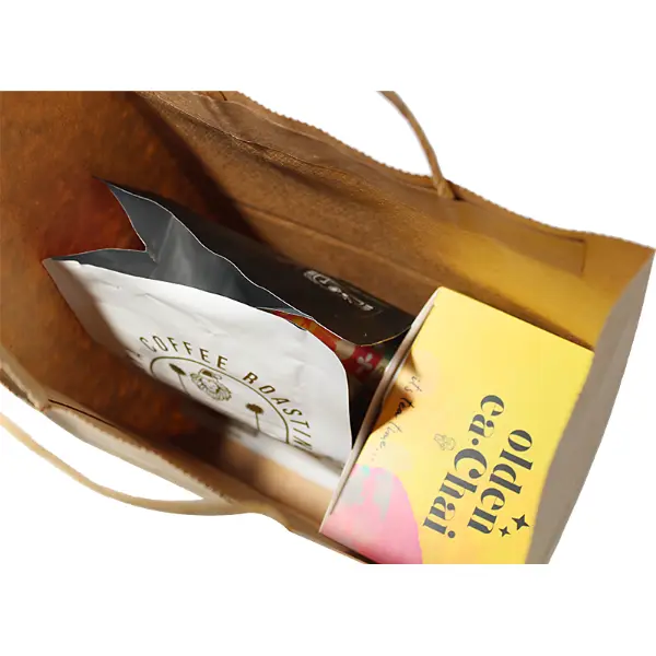 Kraftpapier-Geschenktüten mittelgroßes Kaffee mit flachem Boden halten Kaffeeprodukte sicher