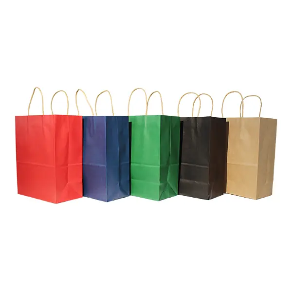 Vorrätige Kraftpapier-Geschenktüten mit Griffen für Takeaway-Tassen und Kaffeegeschenksets
