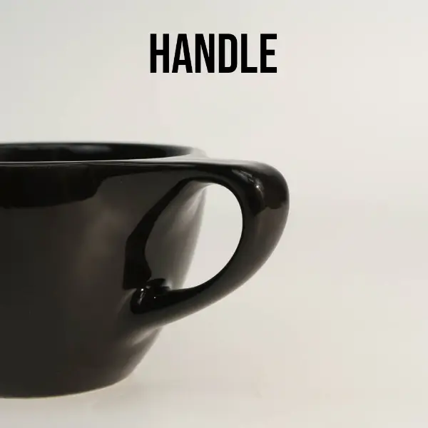 Griffdetail der maßgeschneiderten runden Keramik-Kaffeetasse