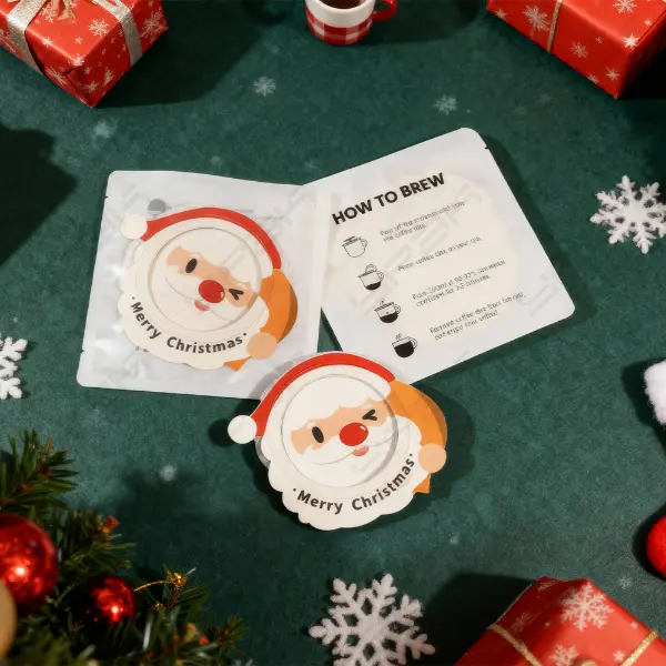 Christmas UFO drip coffee sachet with Santa filter design