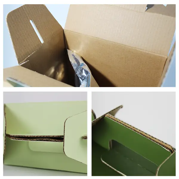 Montageprozess des Ausgussbeutels für Kaffeeflüssigkeit mit Papierbox