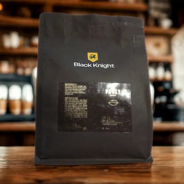Individueller transparenter UV-Aufkleber auf hochwertiger Kaffeeverpackung
