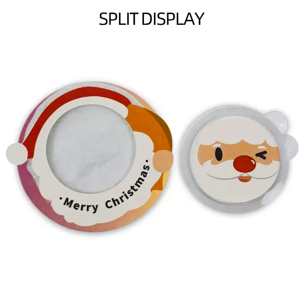 Split display of Santa-themed UFO drip coffee filter