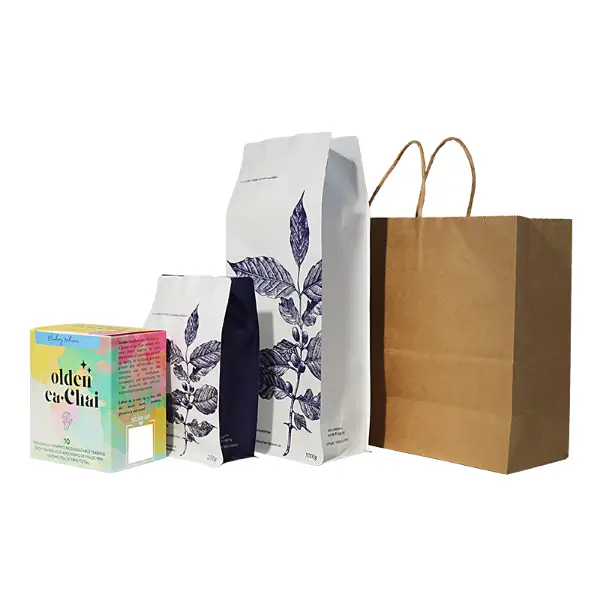 XL Kraftpapier-Geschenktüten mit Kaffeetüten und Verpackungen für Geschenke und Einzelhandel