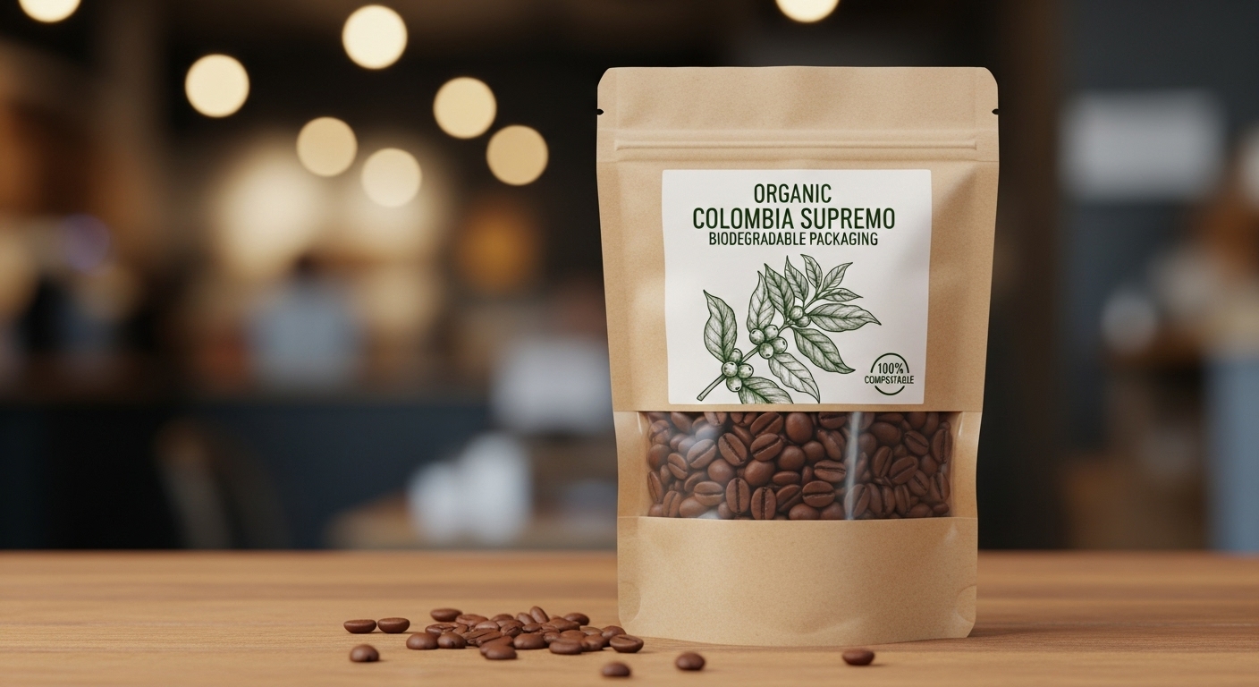biologisch abbaubare Kaffeebohnenverpackung