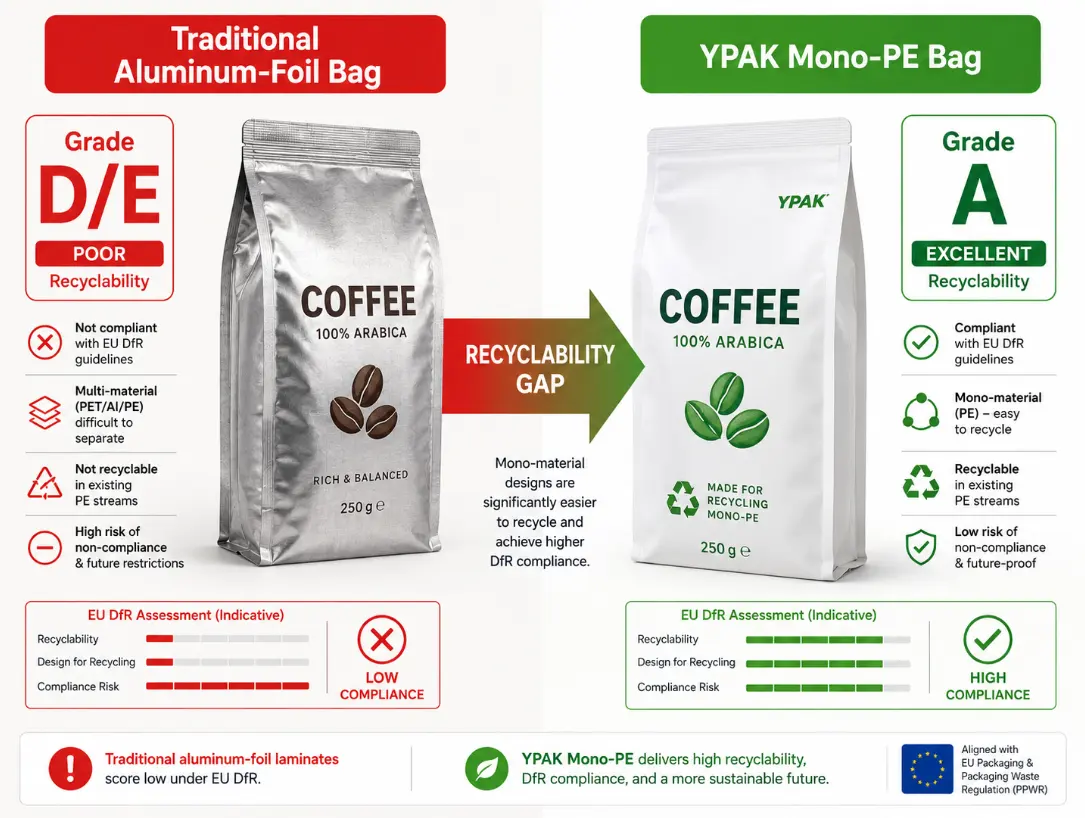 Mono-PE vs. Aluminium-Kaffeebeutel