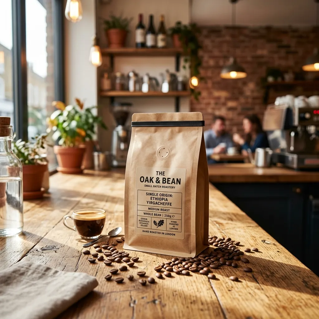 Ein Coffee_pouch_on_wooden_countertop
