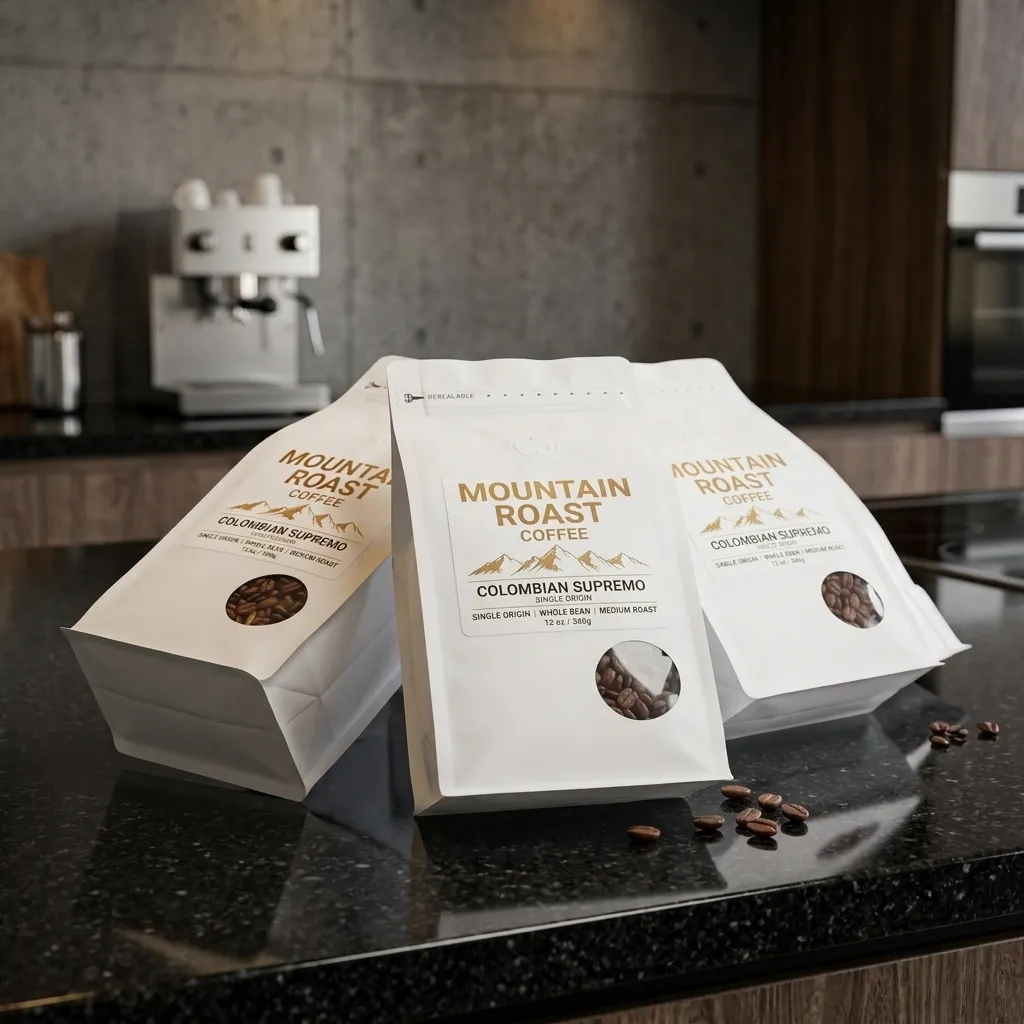 Maßgeschneiderte, horizontale, flache Kaffeebeutel