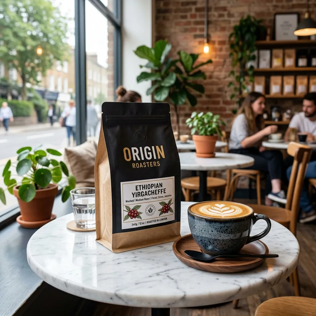 Individuell bedruckte, flache Kaffeebeutel