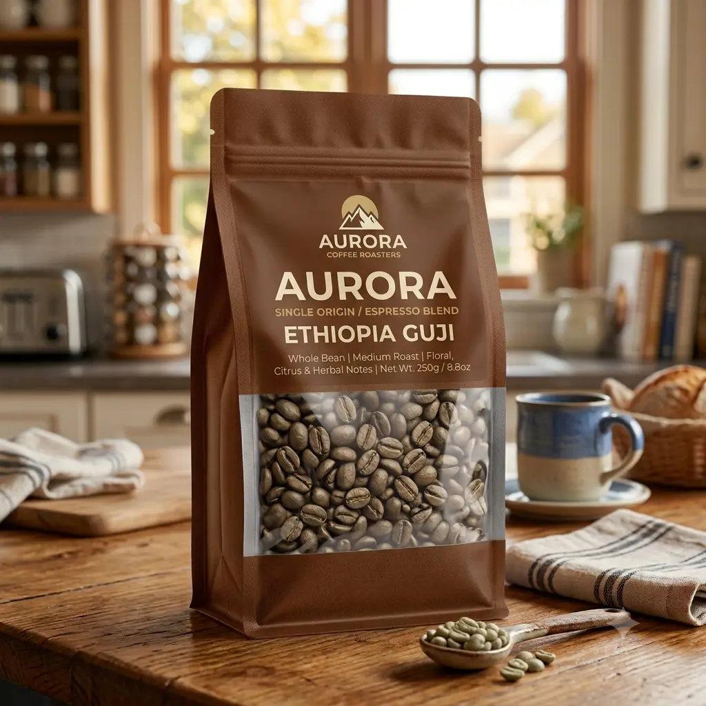 eine vertikale Kaffeeverpackung