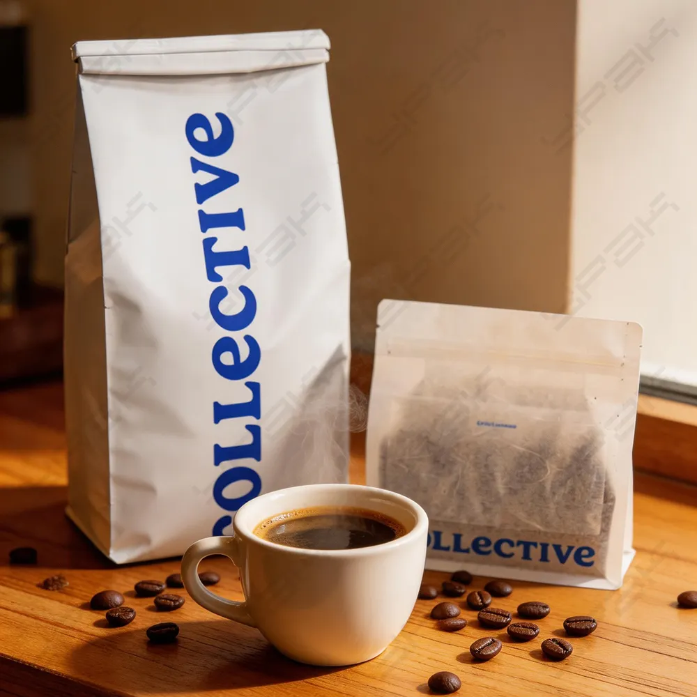 Maßgefertigte Kaffeebeutel mit Kartenschlitz
