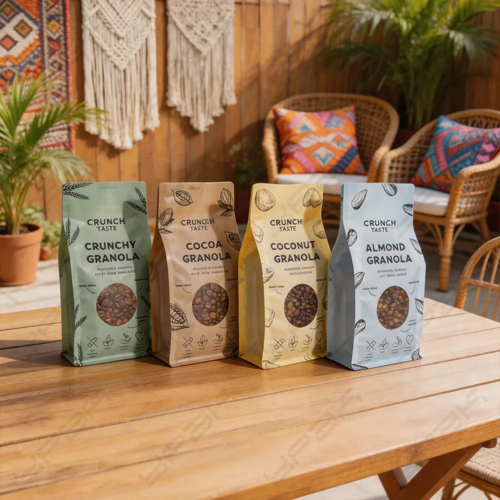 Recycelbare Kaffeebeutel mit flachem Boden