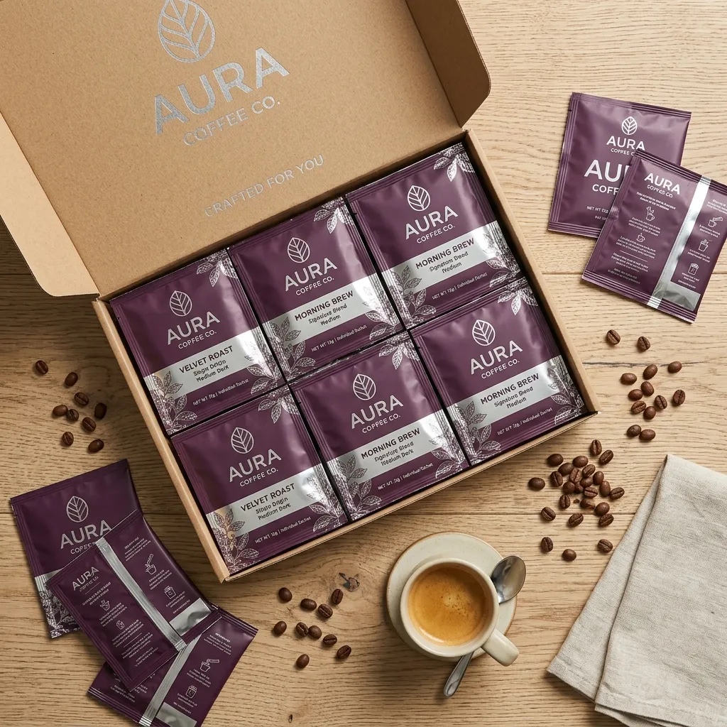 Kaffee-Tütchen-Packungen