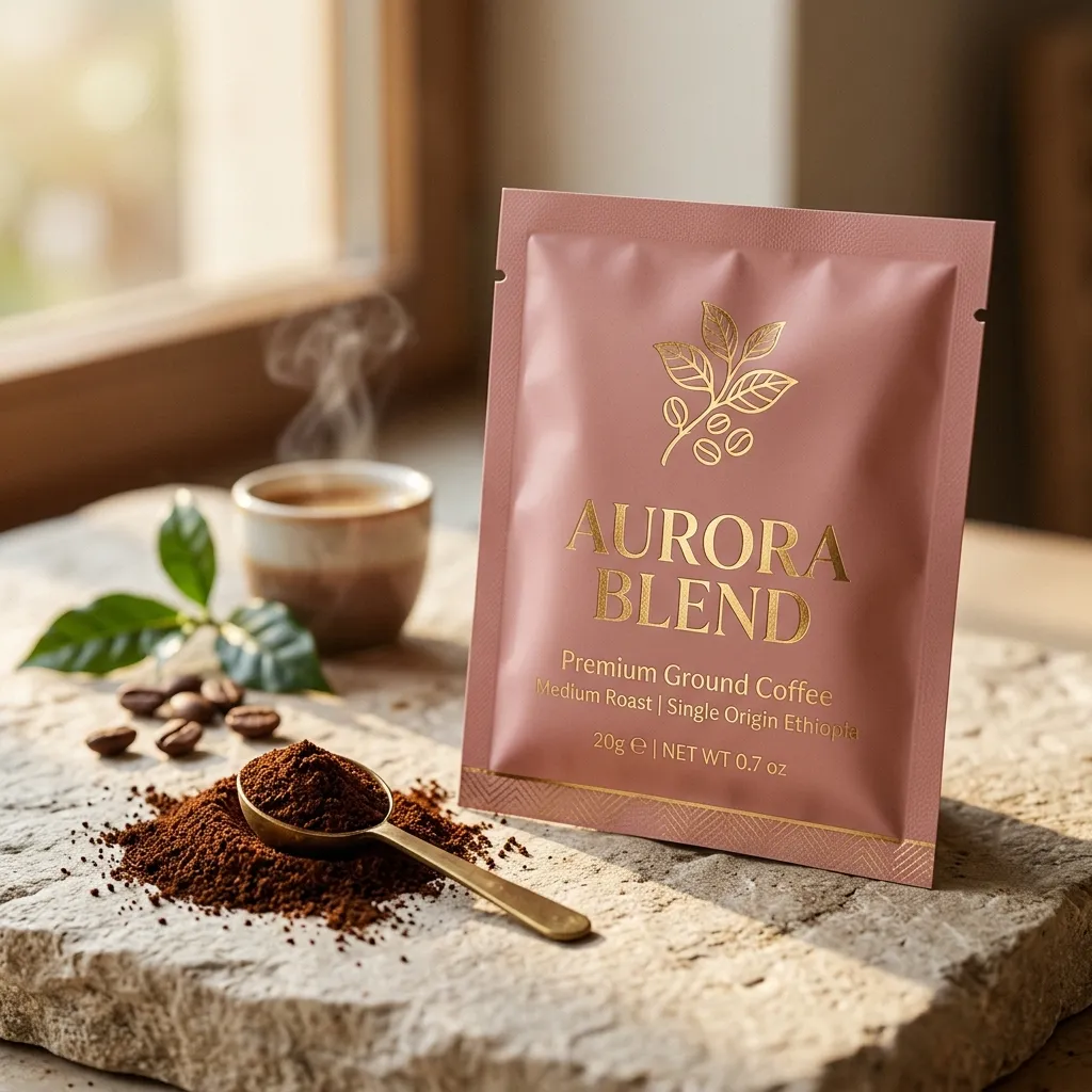 Kaffeetütchen aus gemahlenem Kaffee