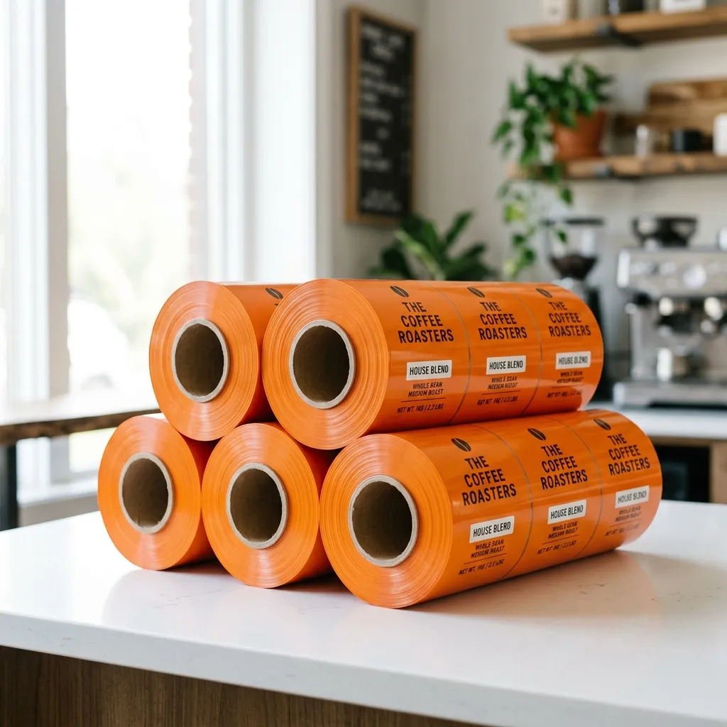 Orange Printed_packaging_film_rolls_stack