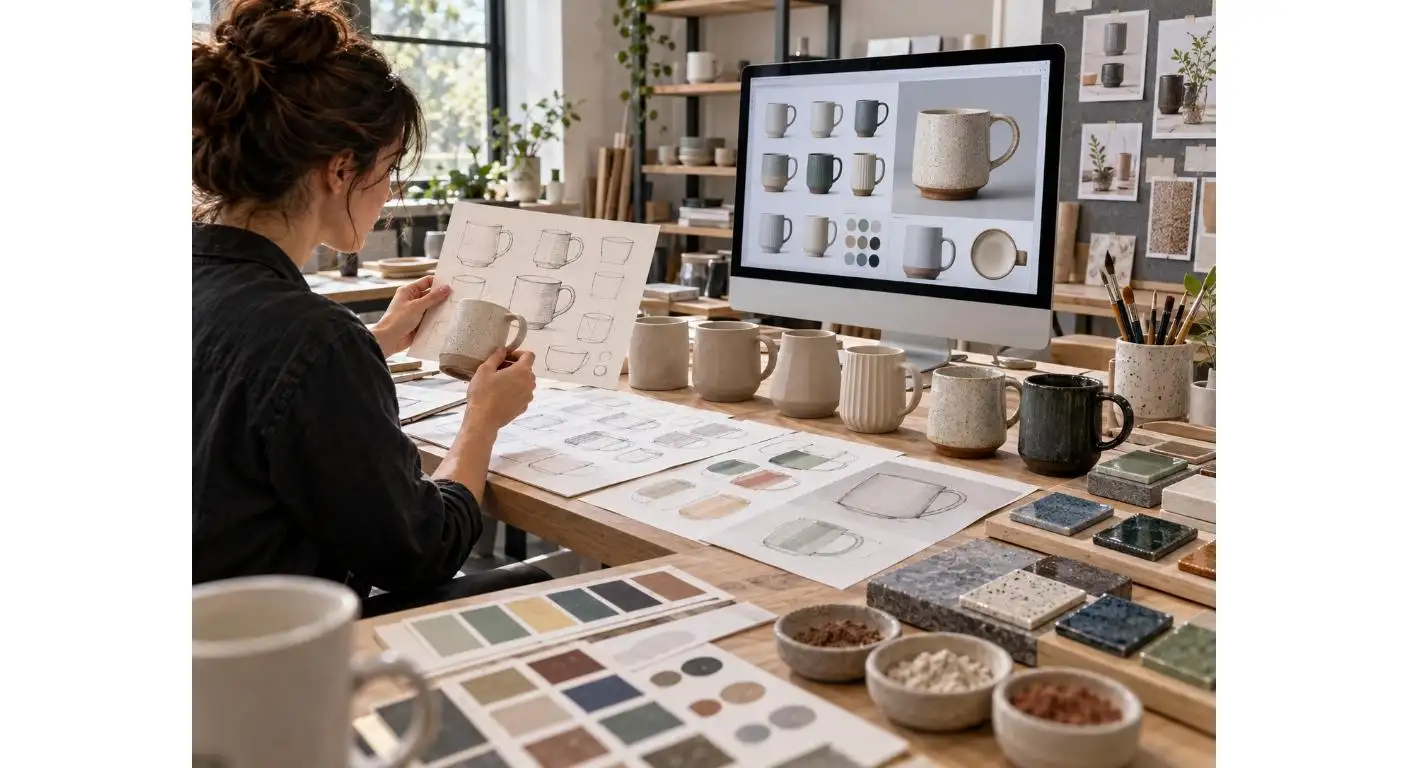 Design von Kaffeekeramikbechern