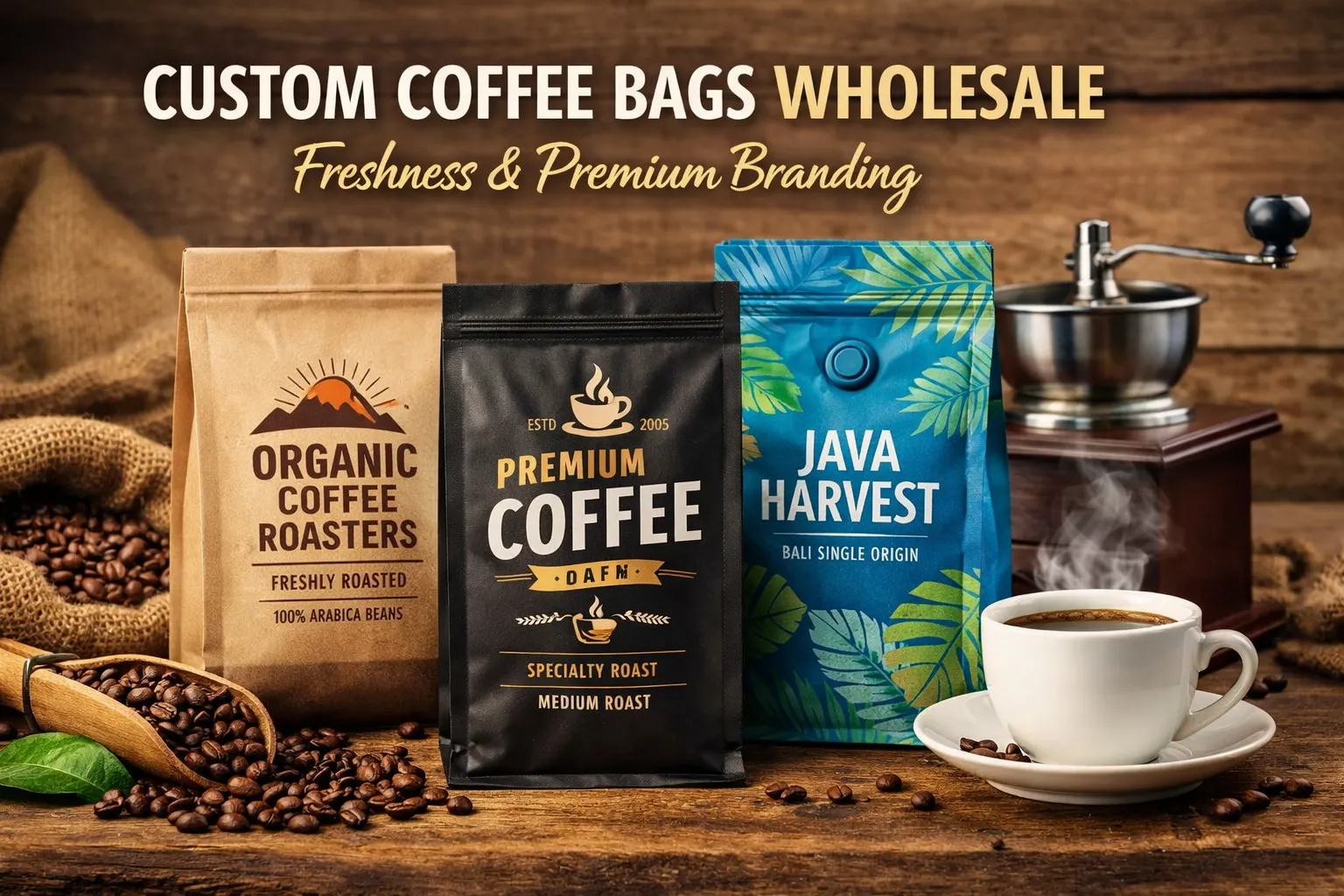 Maßgefertigte Kaffeebeutel im Großhandel für frisches und Premium-Branding