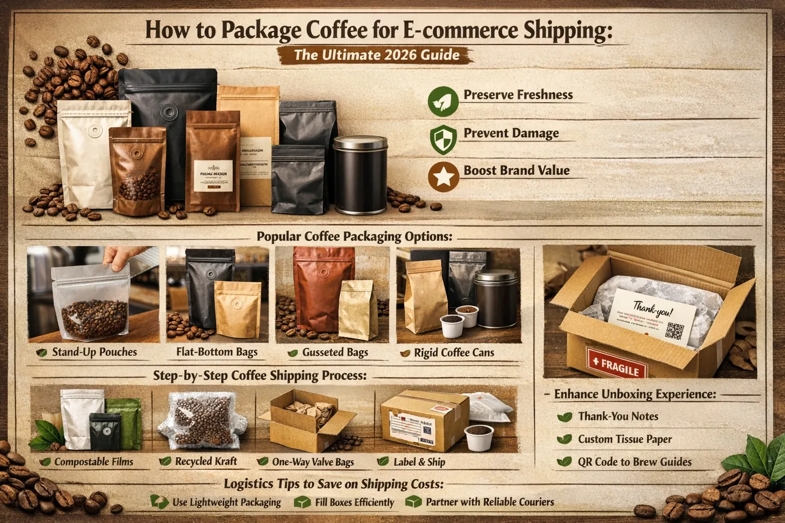 Wie man Kaffee für den E-Commerce-Versand verpackt