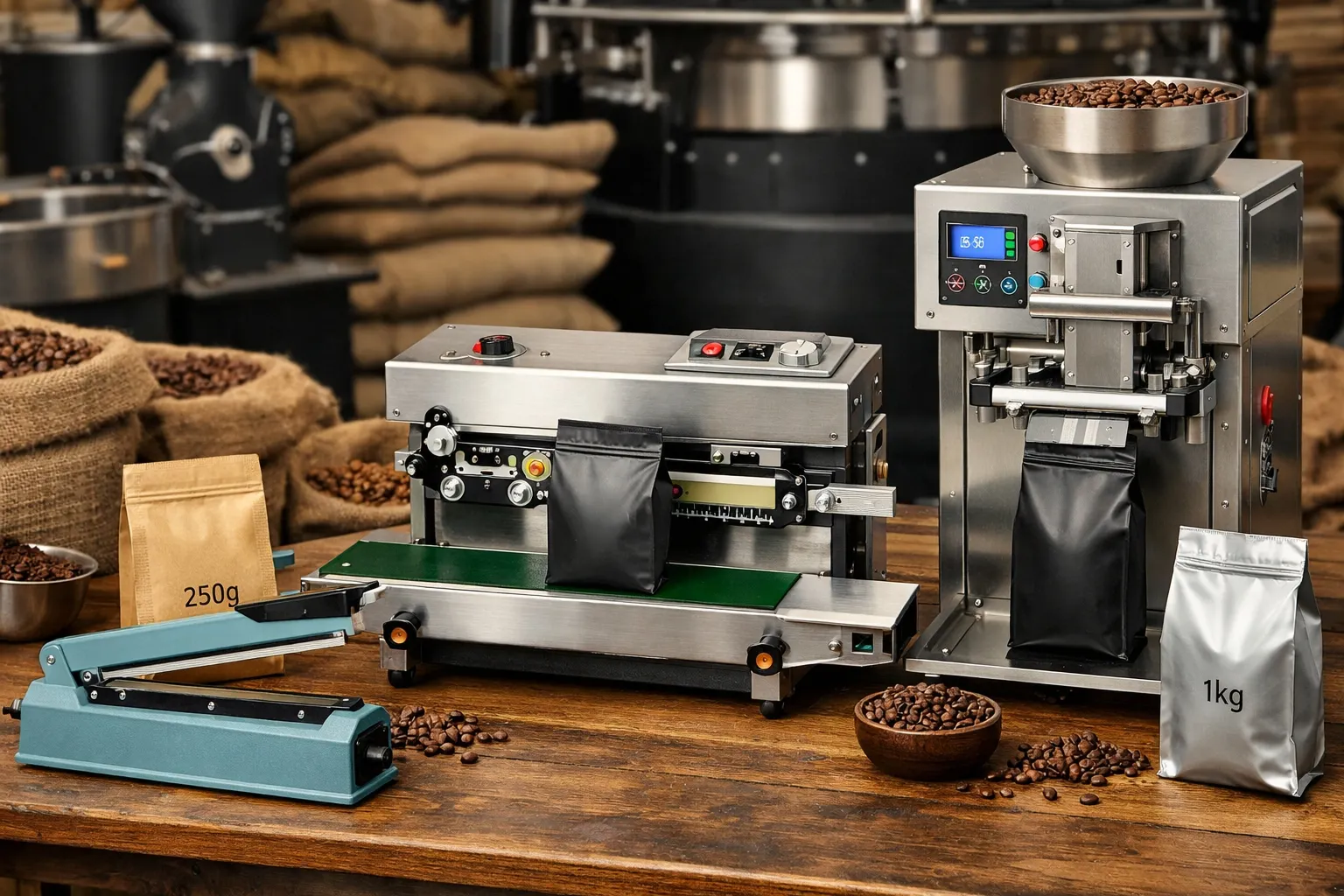 Kleine Kaffeeverpackungsmaschinen für Röster und Cafés